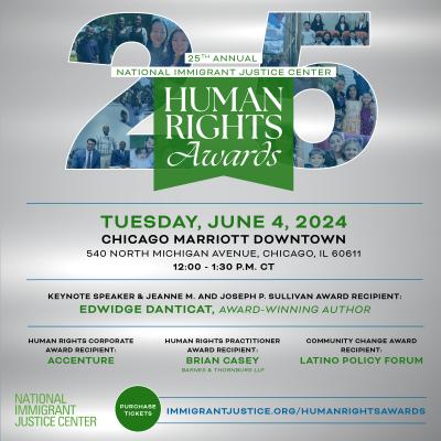 Invitation graphic for the 25th Annual NIJC Human Rights Awards