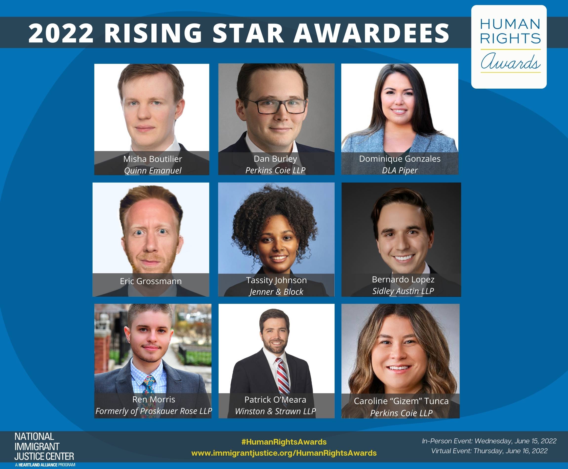 Headshots of the recipients of the 2022 Rising Star Awards