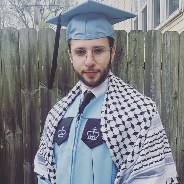 Samer at his pandemic graduation from Columbia.