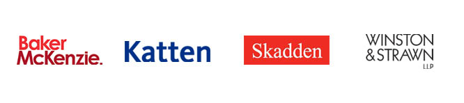 Logos for Diamond sponsors, Baker McKenzie, Katten, Skadden, Winston & Strawn