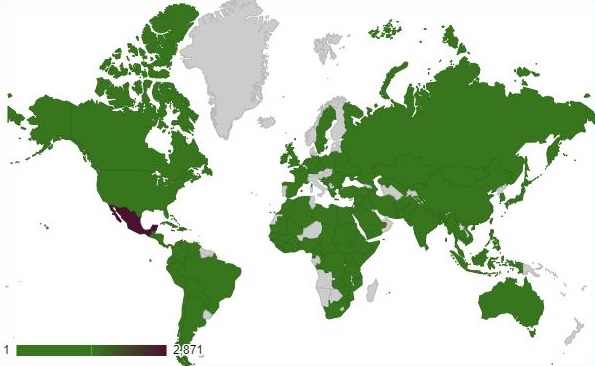 World map of NIJC clients.