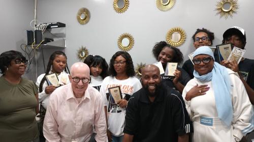Robert Panton with members of his mentorship group for young adults in Harlem