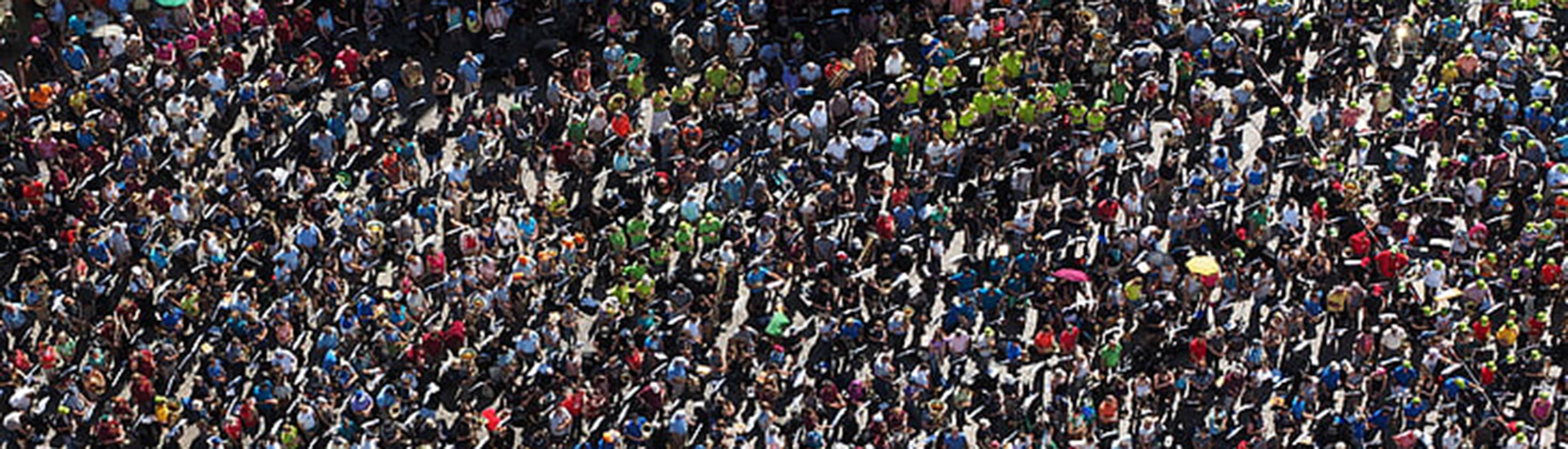 Arial view of a crowd of people